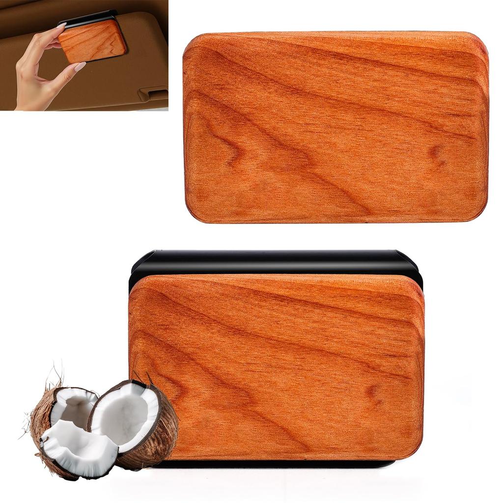 Car Wood with Sun Visor Clip Coconut Scent Natural Wood Long