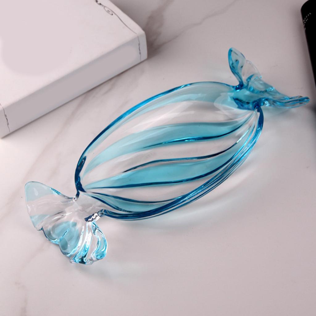 Multipurpose Large Glass Serving Tray Colorful Candy Shape Platter for Fruits Nut Cookie Snacks Christmas Decoration