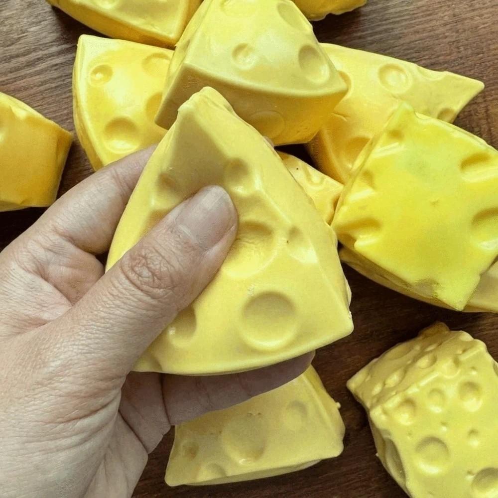 Super Soft Cheese Squeezed Cube Anxiety Relief Cheese Stress Ball Portable Cheese Pinch  Office