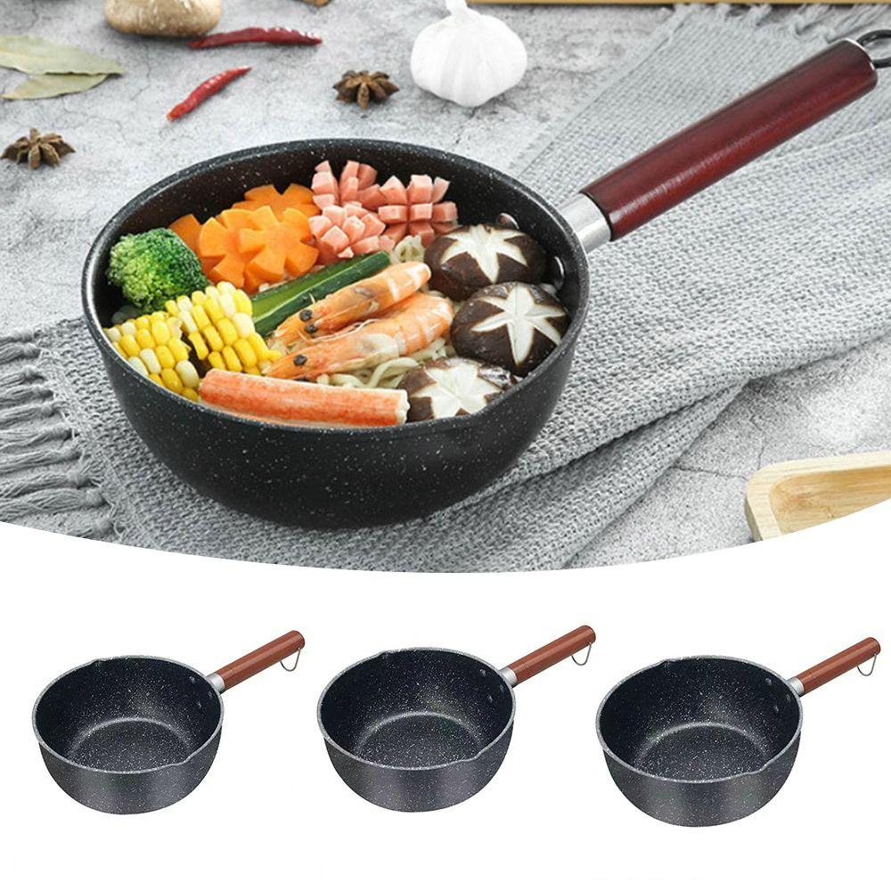 Mit Holzgriff Omelettpfanne Antihaft Nudeltöpfe Tragbare Spiegelei-Kasserolle Küchenzubehör