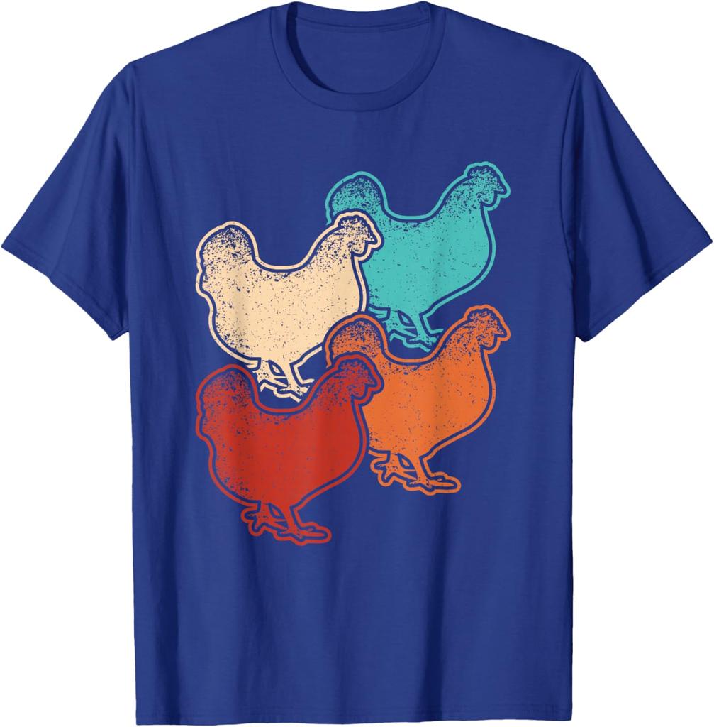 Retro Chicken Graphics Tee Farm Animals Vintage Style Soft Cotton T-Shirt for Men Women