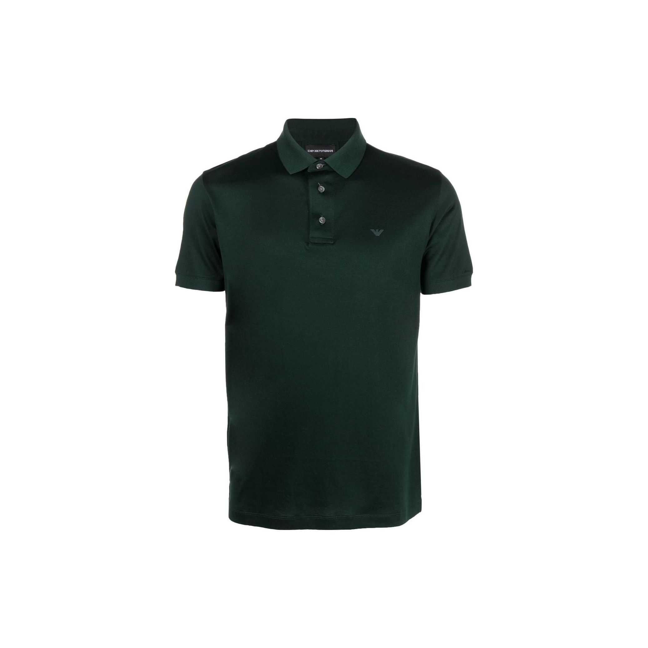 Emporio Armani Effen Kleur Logo Patch Korte Mouwen Poloshirt Heren tops Donkergroen 8N1F98-1JUVZ-0590 L