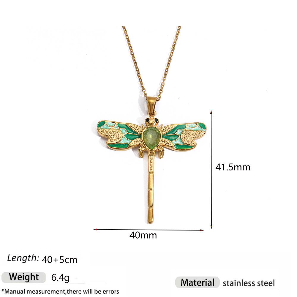 18K Titanium Steel Dragonfly Pendant Necklace - Colorfast, Antioxidant, Versatile Design
