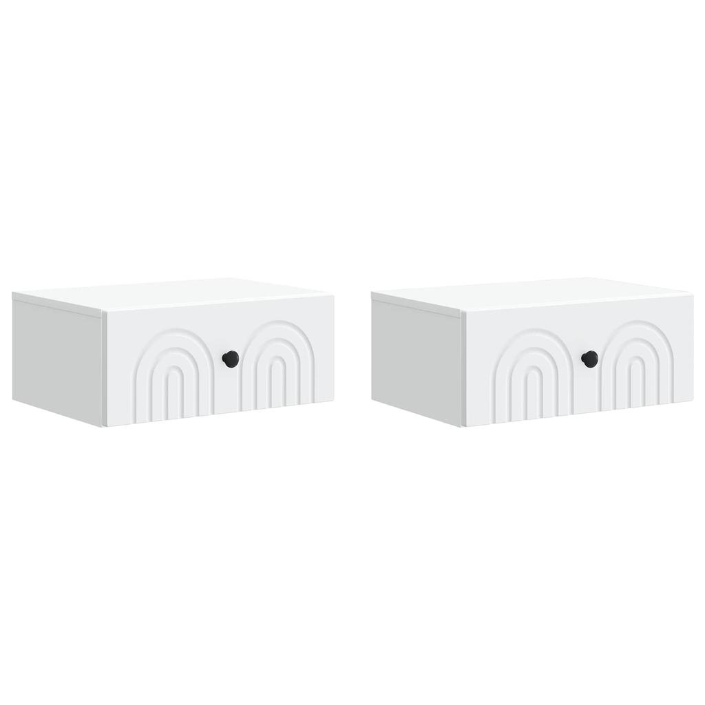 Wall Mounted Nightstand Set 2 pcs White 49 x 34.5 x 20 cm