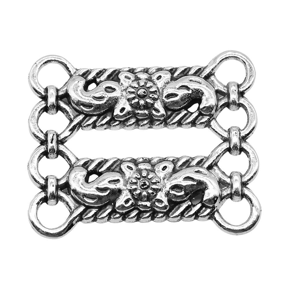 

5 шт., цепочка для тела, цветок, пористый разъем, компоненты ювелирных изделий, аксессуары, античное серебро, цвет цинкового сплава, 25X30 мм