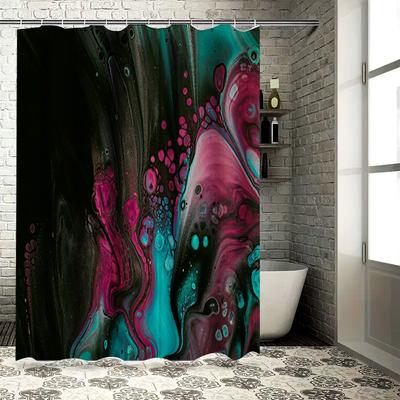 Rideau de douche coloré Impression d'art abstrait pour décoration de salle de bain Tissu imperméable imprimé en 3D Disponible en différentes tailles