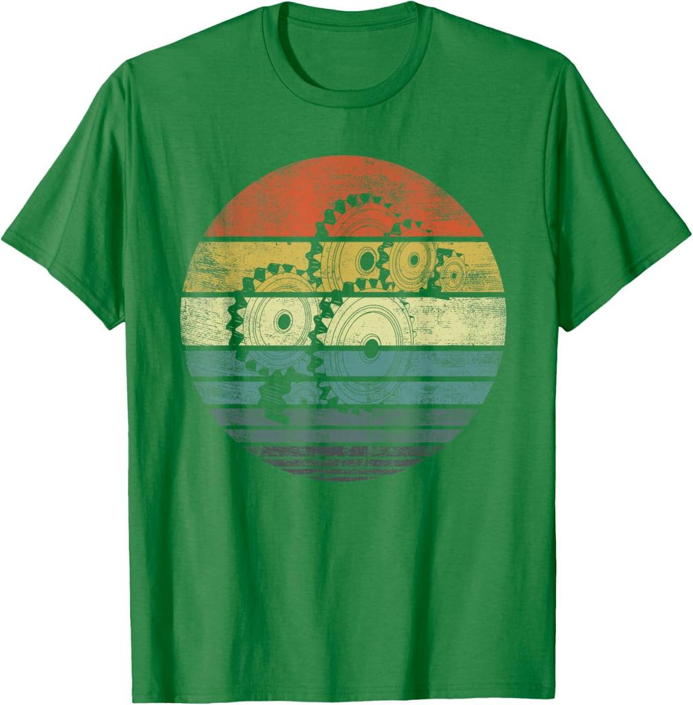 Funny Retro Cogs Engineering Gear Mechanical Engineer Gifts T-Shirt 100% Cotton O-Neck Short Sleeve Summer Casual Mens T-shirt