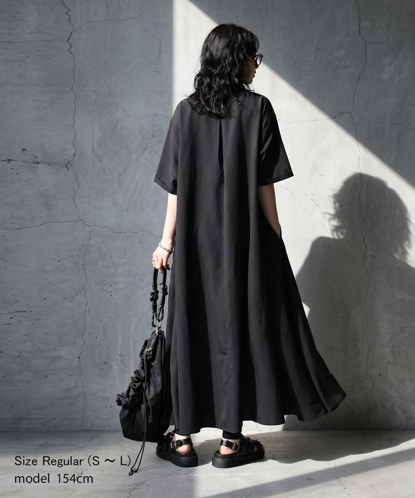 Antiqua Right Choice for Effortless Shirt Dress for Short Cardigan Concealed Button Plus Adult 05 Black Plus [antiqua] "The Days" Women, Sleeve,