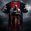 2026 Men's Shirts Vintage Men's T-shirts Knights Templar Print For Men Summer Oversized Tops Short Sleeve Tees Casual O-Neck