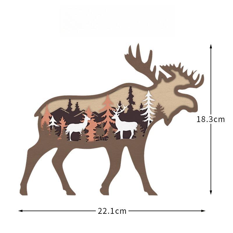 Christmas wooden handicrafts creative North American forest animal living room decoration elk brown bear ornaments
