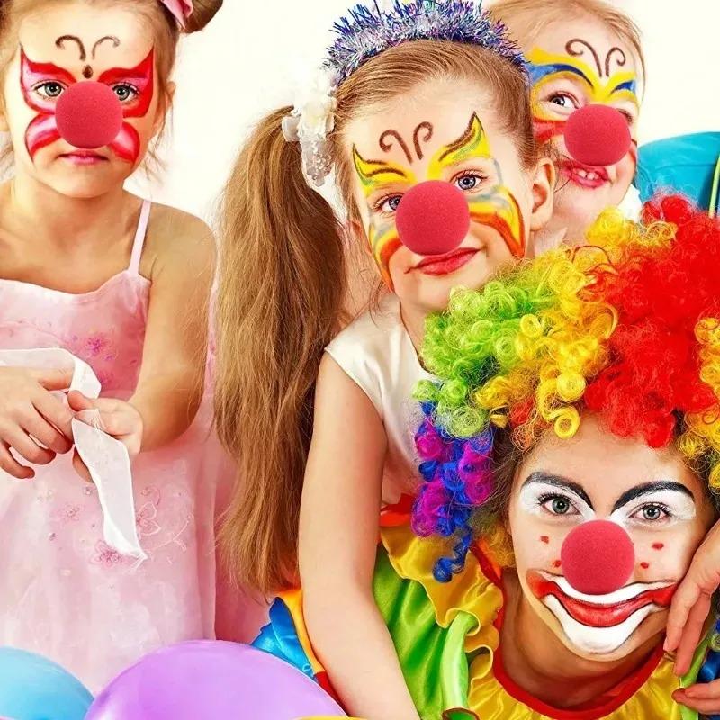 2005Pcs Red Ball Foam Clown Nose Halloween Party Cosplay Costume Circus Props Festival Make Up Clown Nose Performance Decor