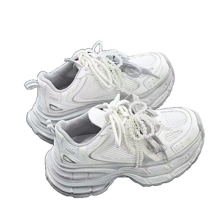 Premium Versatile Pearl Platform Paris Dad Shoes Women's 2025 Spring Small Height Increase Lightweight Casual Sports Shoes