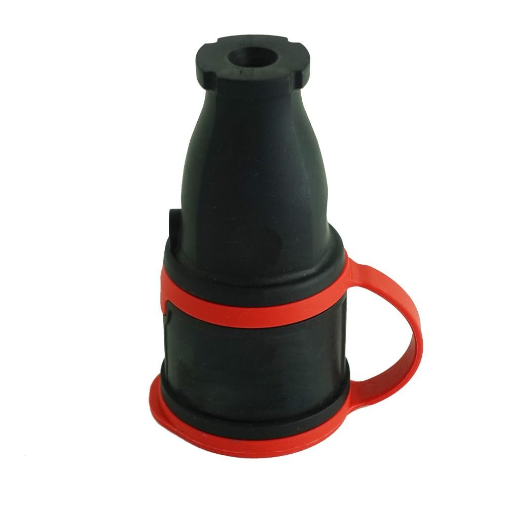 Portable Rubber Straight Socket 16A 230V Black Hermetic Schuko
