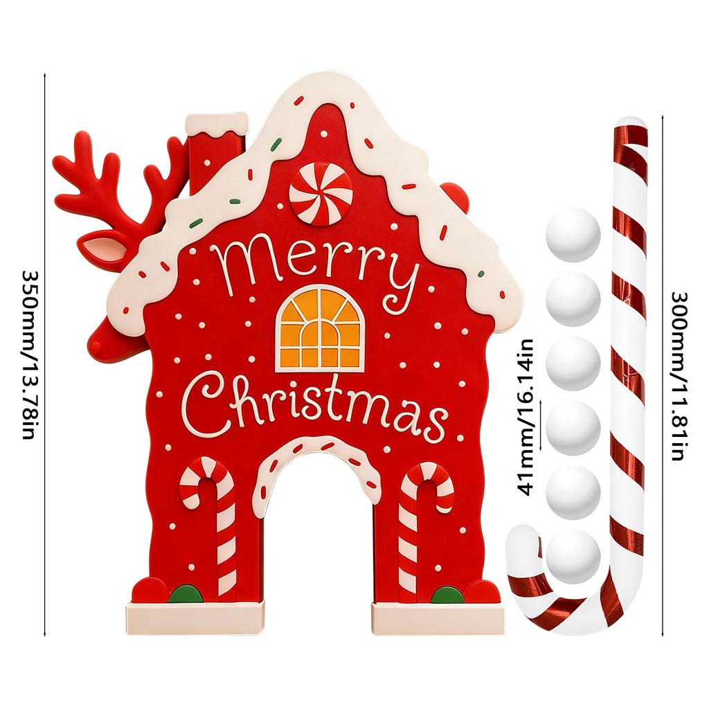 Christmas Gingerbread Golf Game Set W/ Candy Cane Club & 6 Balls Xmas Golf Gingerbread House Kit for Family Holiday Party Decor