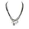 Vintage Western Style Multi Layer Pendant Necklace for Women and Girls in Brown Leather with Sophisticated Accents