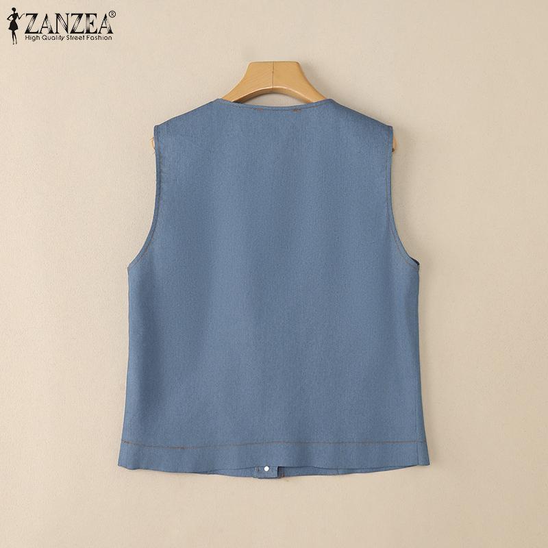 ZANZEA Women Casual Round Neck Loose Sleeveless Tank Tops