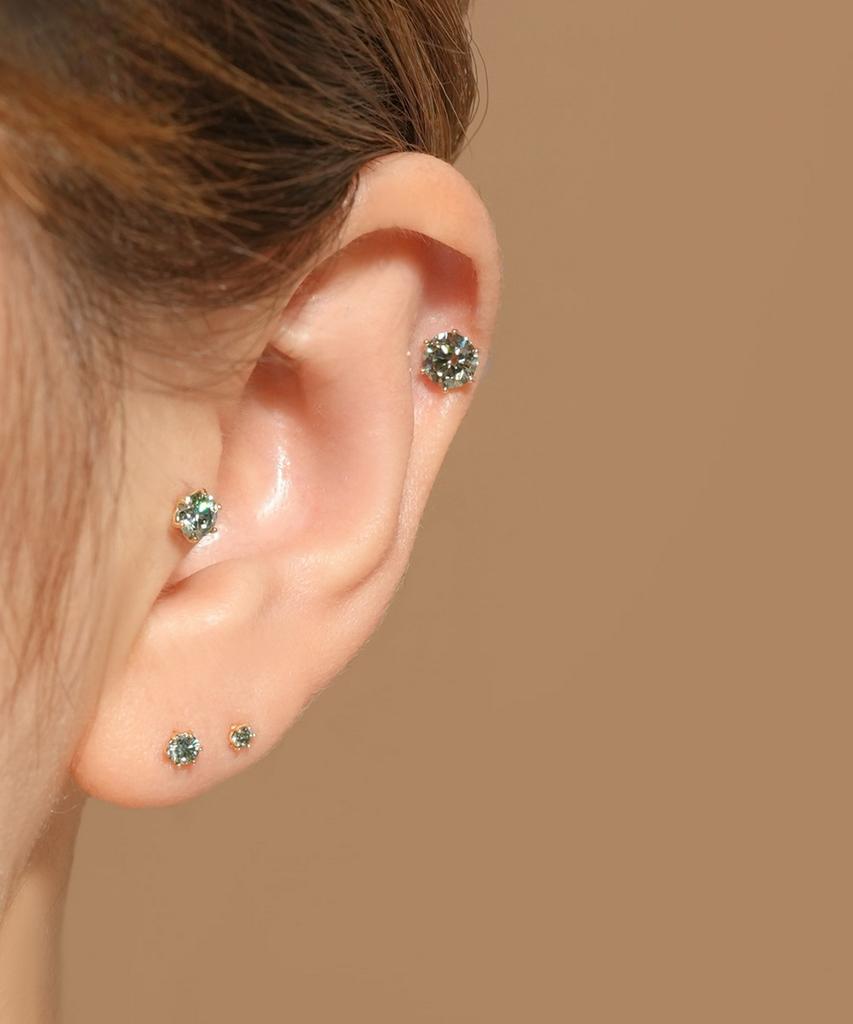 Minimalpiercing 14K Moissanite Diamond Green Noble Piercing Earrings