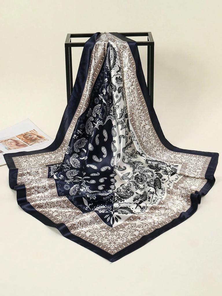 New Women Luxury Silk Scarf Hijab Printed Scarves Square 90X90Cm Shawl Travel Headscarf Bandana Neckerchief Foulard