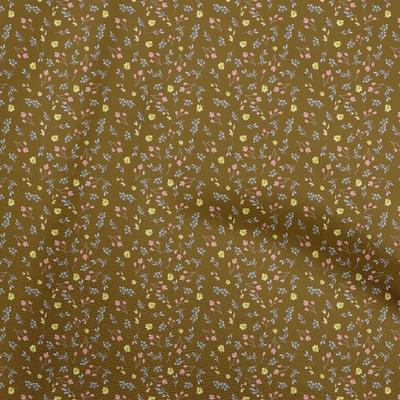 Cotton Flex Brown Fabric Floral Ditsy Sewing Fabric By The Yard Printed Diy Clothing Sewing Supplies 40 Inch
