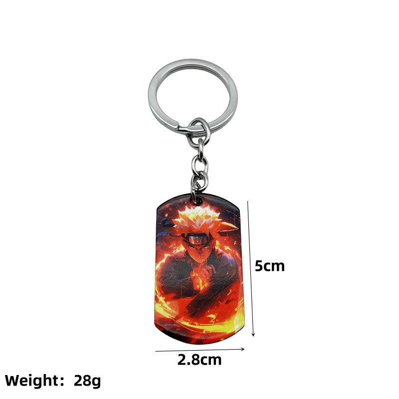 Anime Klíčenky - Styl Naruto, One Piece, Ninja a Douluo - Kovové Přívěsky s Barevným Potiskem