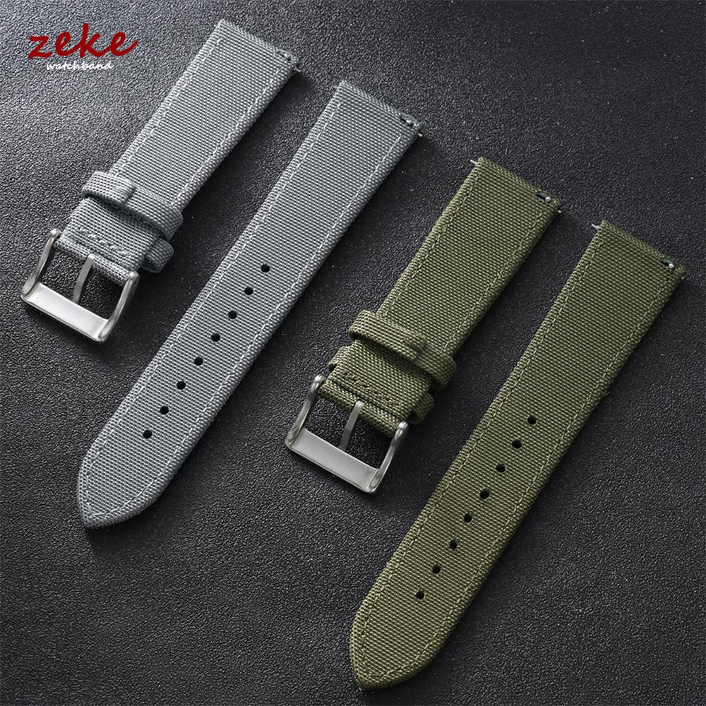 Waterproof Sailcloth Watch Strap Green Two-Sided Nylon Watchband Quick Release 20mm 22mm Band for Omega Military Sport Wristband