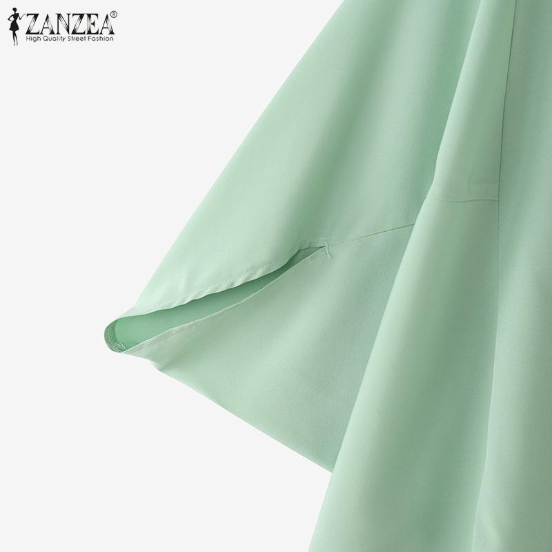 ZANZEA Bluză lejeră cu mâneci 3/4 pentru femei, cu gât rotund