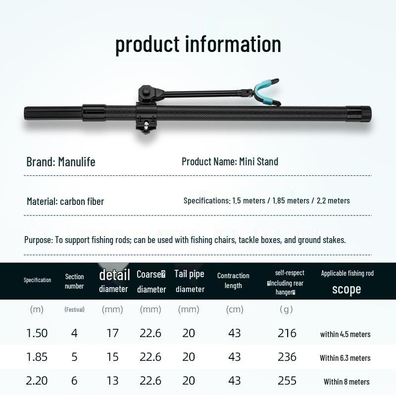 Ultra-Light Carbon Fiber Rod Holder with Ground Stake for Fishing Box