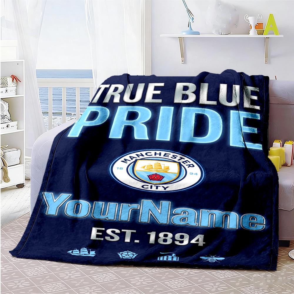 Manchester City 23 Personalized Name Blanket Gift Personalized Blanket Durable Comfort Suitable for Office Bedding Livingroom Bed