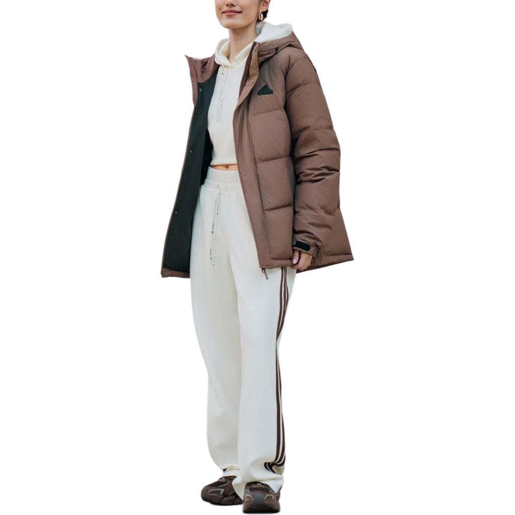 Adidas FW25 Water-Resistant Warm Sports Casual 600 Fill Power Duck Down Hooded Jacket Unisex Jacket KF6751