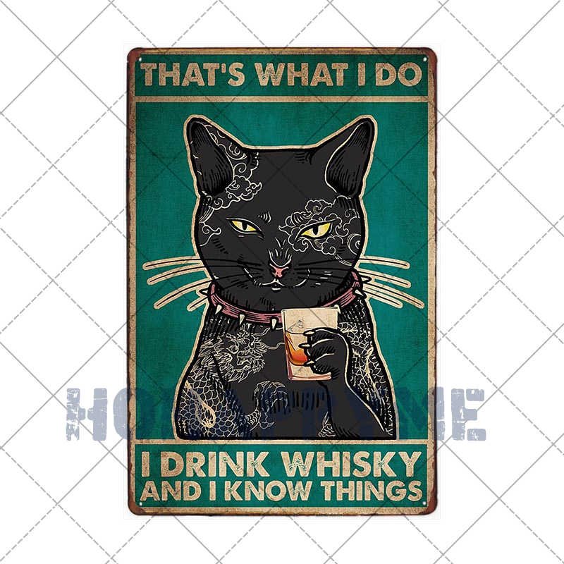 Lustiges Katzen-Vintage-Metallschild, Teller, Dekoration, Hausmalerei, Wohnzimmer, Tierhandlung, Poster, Wand, Retro-Dekor, Kunstplakate, 20 × 30 cm