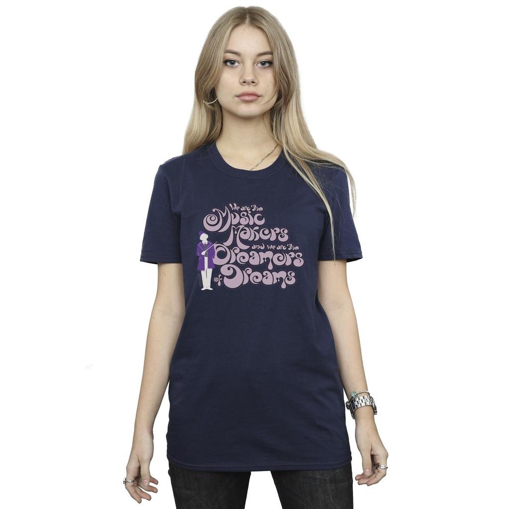 Willy Wonka Womens/Ladies Dreamers Text Cotton Boyfriend T-Shirt