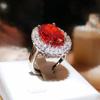Shiny Round Shape Red Zircon Women's for Ring High-quality Party Ring Luxury Ring Diamond Ring Couple Rings Engagement Ring High Quality Jewelry