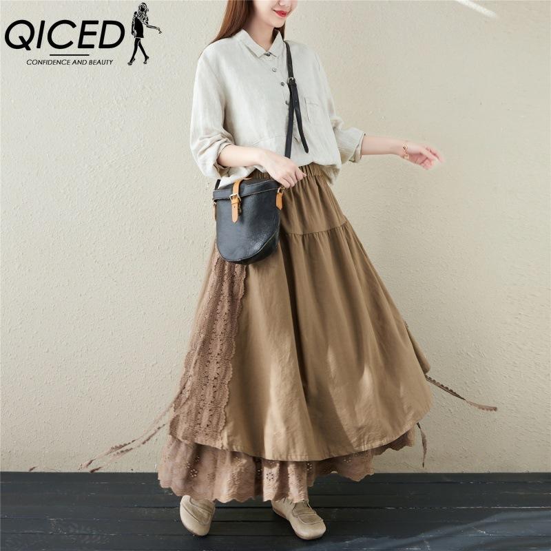 

QICED Женская Модная Повседневная Летняя Весенняя Юбка XXL хаки