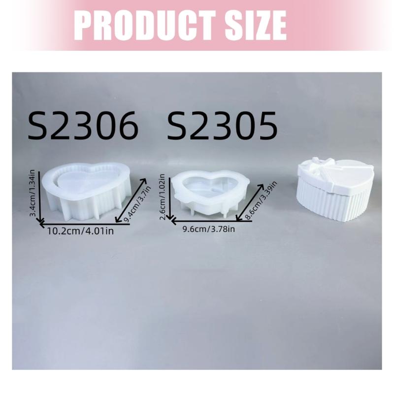 Heart Shape Silicone Mold Storage Box Moulds for Candle Cups and Decorative Storage Jars for Crafting and Gifting