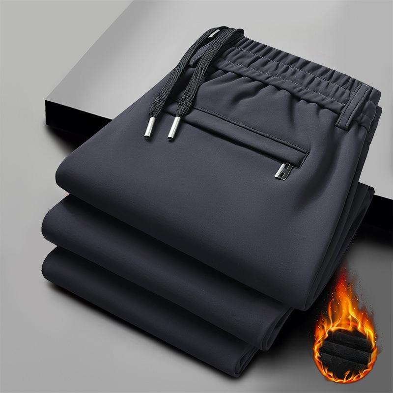 Men's Casual Trousers Large Size Loose-Fit Sports Trousers Thickened Fleece-Lined Straight-Leg Trousers Windproof Thermal Trousers Business Trousers