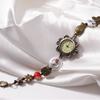 Vintage Bronze Rose Bracelet Watch Victorian Style Ladies Beaded Watch Woven Watch