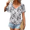 Dámské módní tričko s krátkým rukávem a výstřihem do V s 3D potiskem, letní pohodlné sportovní topy