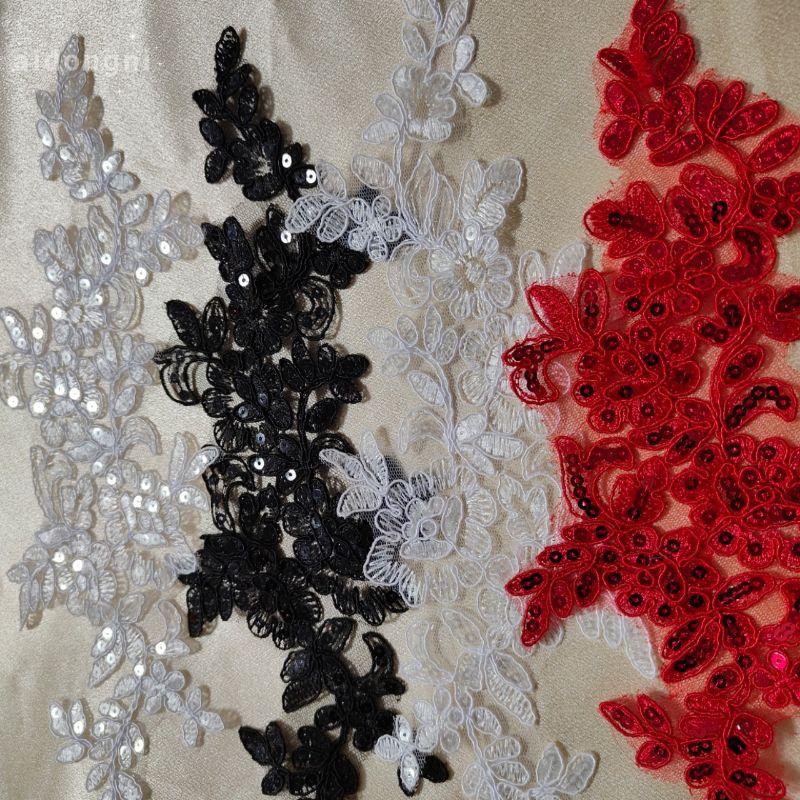 Embroidery On Float Bone Lace Flower Handmade Diy Bridal Jewelry Lace Accessories Wedding Dress Material Multi-Color Flower Stickers
