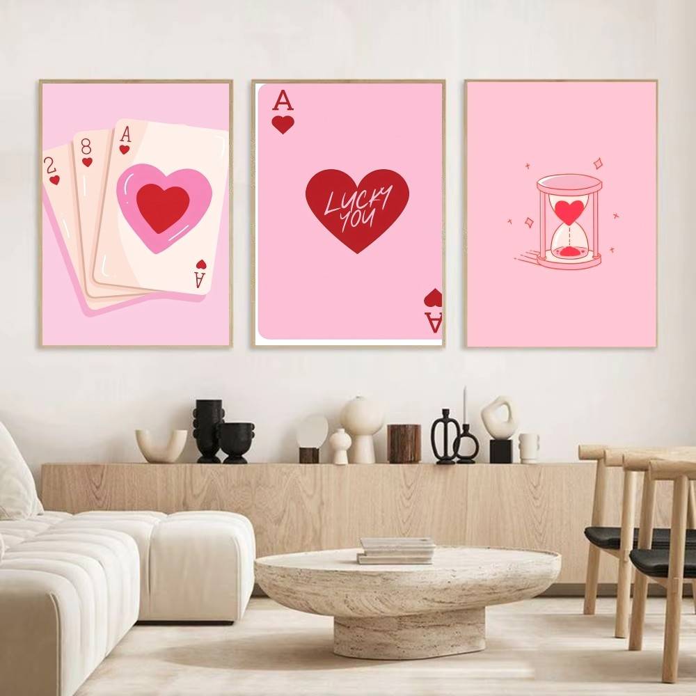 Cartoon Trendy Retro Aesthetic Pink Card Posters Fancy Wall Sticker for Living Room Bar Decoration Wall Decor