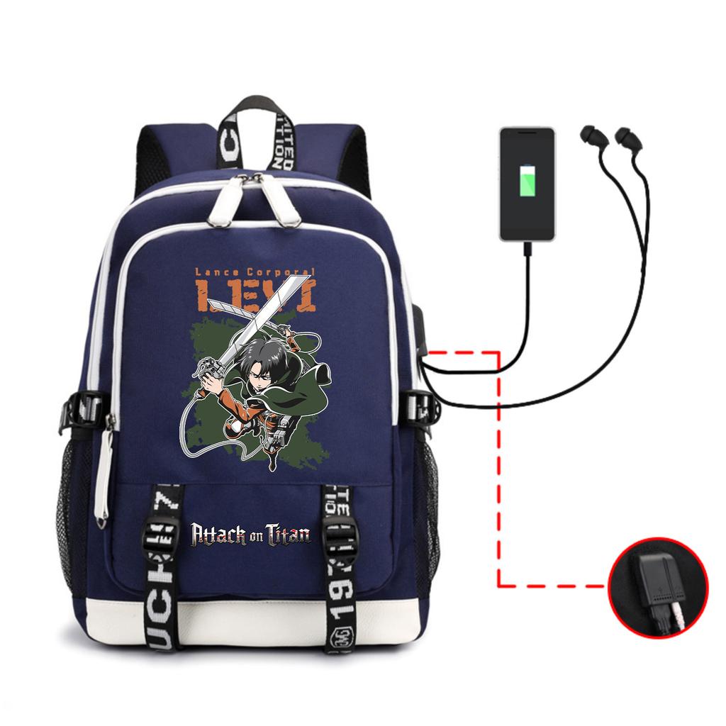 Anime Backpack Outdoor Male And Female Students Headphones Schoolbag Usb Backpack