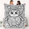 1pc Christmas and Halloween Printed Flannel Blanket, Cartoon Little Monster Pattern with Coloring Option, Suitable for All Occas