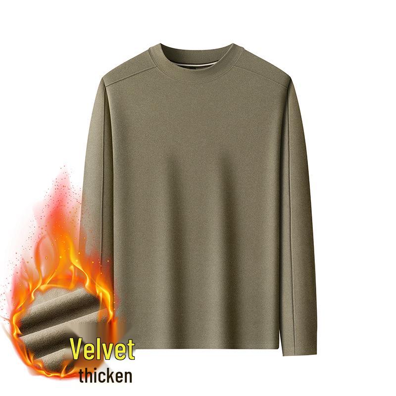 Men's Warm Self-Heating Fleece Hoodie - New Style, Half-High Collar, Long Sleeve, Skin-Friendly, Solid Color, Versatile Base Layer.