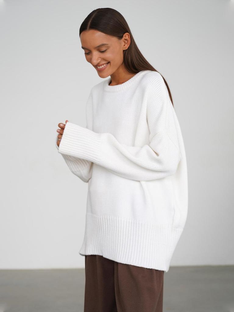 Winter Women's Oversize Sweater Burgundy O-neck Vintage Pullover Women Jumper Basic Gray Female Warm Knitted Sweaters for Women