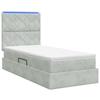 LED Storage Bed with Mattress Light Grey 90 X 200 Cm Velvet