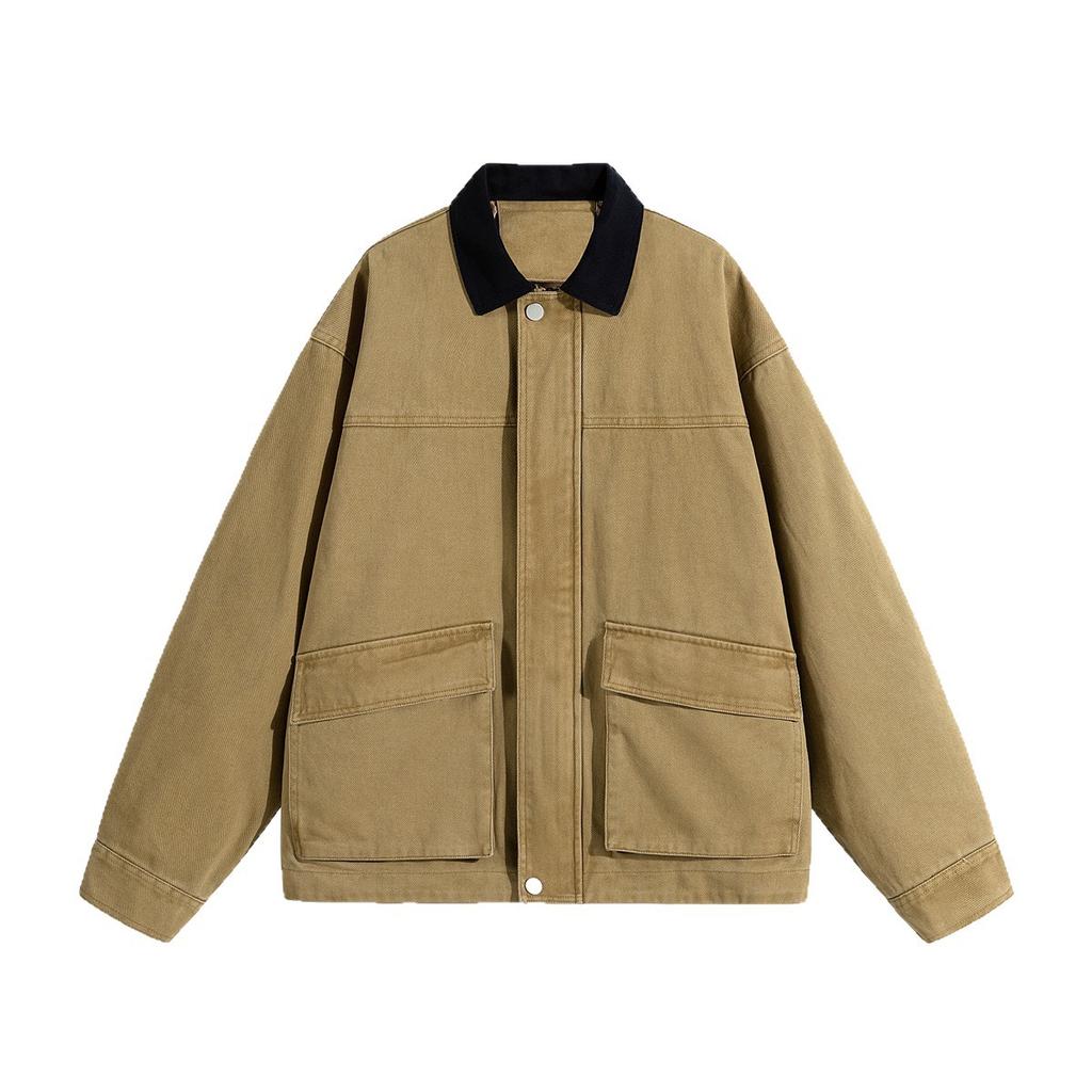 Pure Cotton Jacket for Men's New Jacket American Workwear Washing and Old Lapel Men's Spring and Autumn Clothing