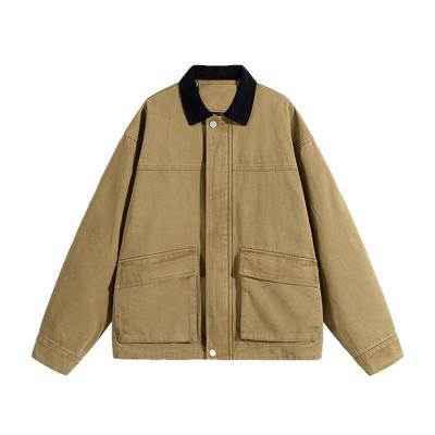 Versatile Coat Minimalist Cotton Jacket Men's 2026 Jacket Workwear Washed Do Old Lapel Men's Spring and Fall Clothes Breathable Work Casual Jacket