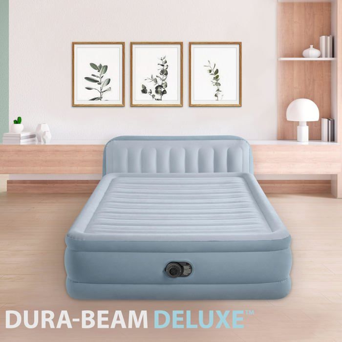 Lit Gonflable - Intex - Dura-Beam Deluxe - 152x236x86 cm - Multicolore - Pompe Intégrée
