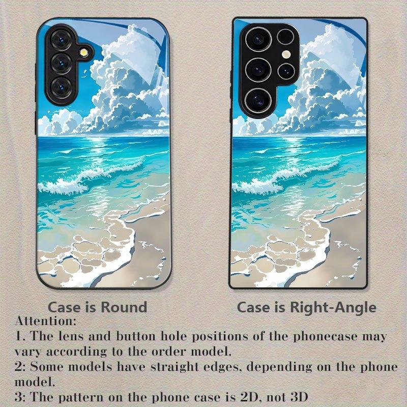 Blue Wave Cloud Pattern Tempered Glass Phone Case for Samsung Galaxy S26 S25 S24 S23 S22 S20 Fe/plus/ultra Anti Drop
