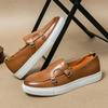 2023 Men's Plus-Size Double Buckle Casual Loafers, Low Top British Style
