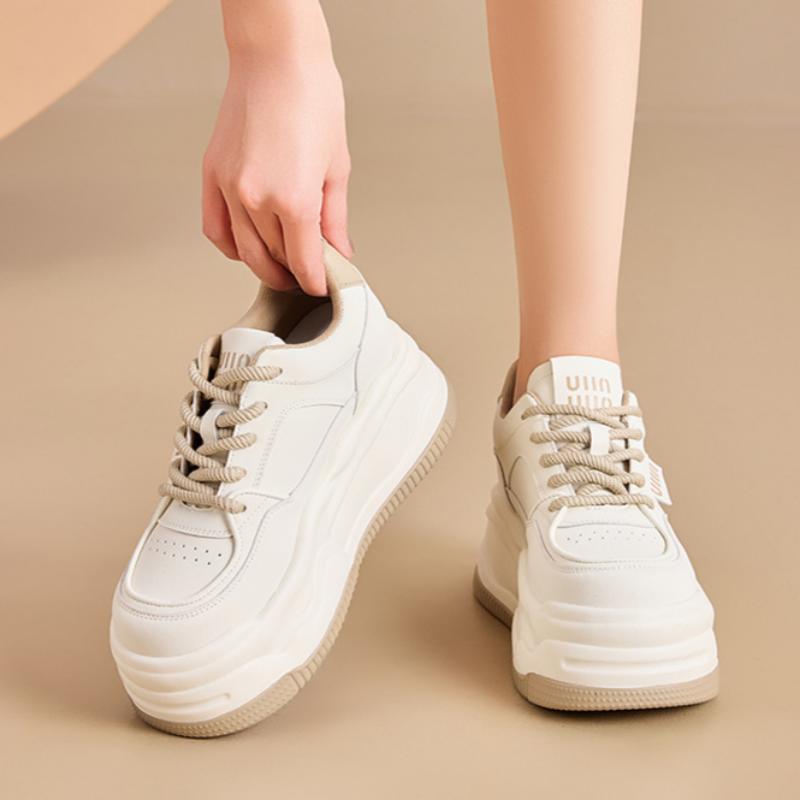 Women's Casual Shoes 7CM Thick Sole Height-enhancing White Shoes for Women, Versatile Small Sports Casual Shoes